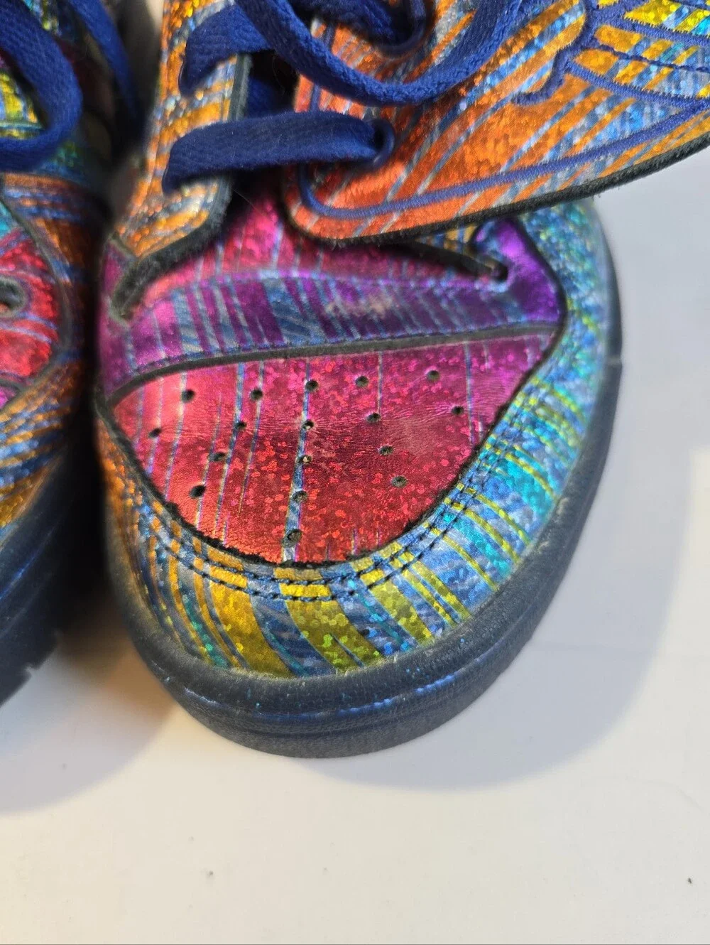 Adidas x Jeremy Scott JS Wings Iridescent Rainbow Sneakers Mens Size 7.5